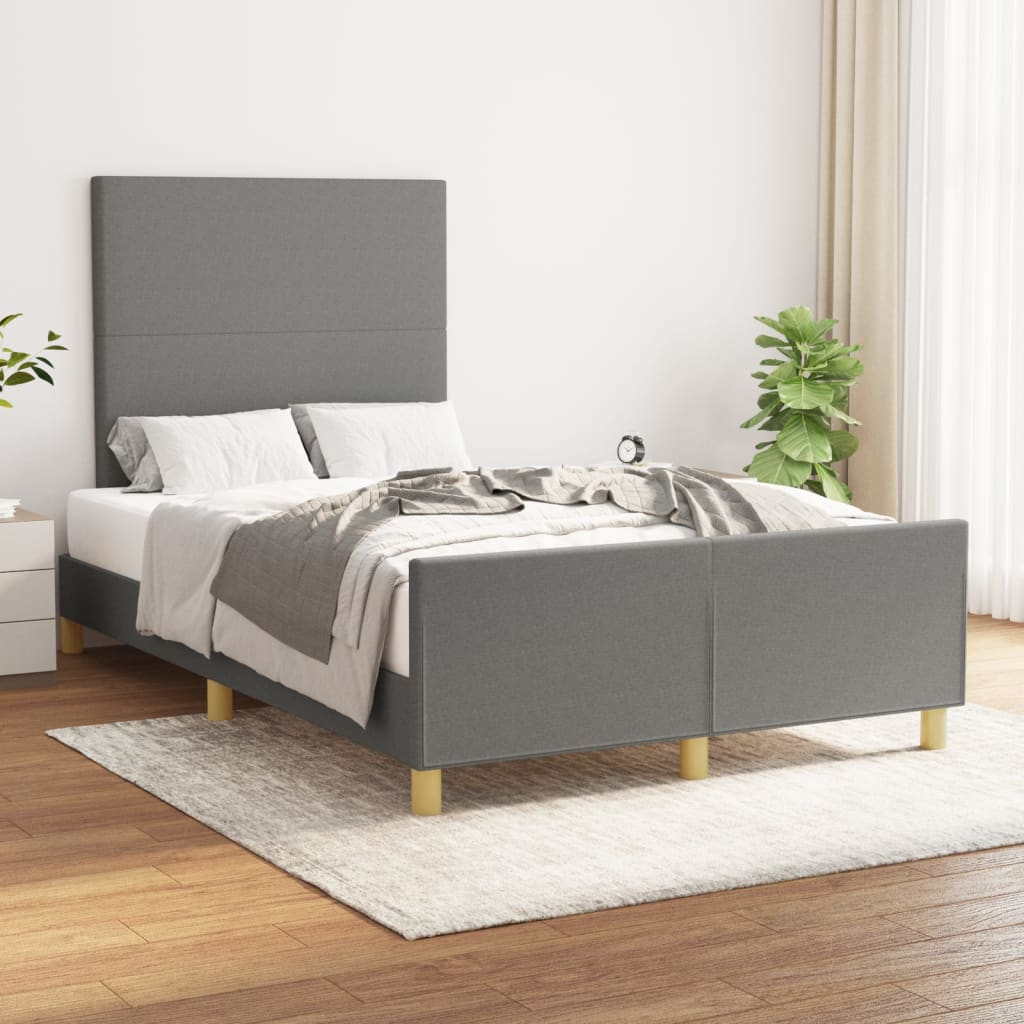 Estrutura de cama sem colchão 120x200 cm tecido cinzento-escuro