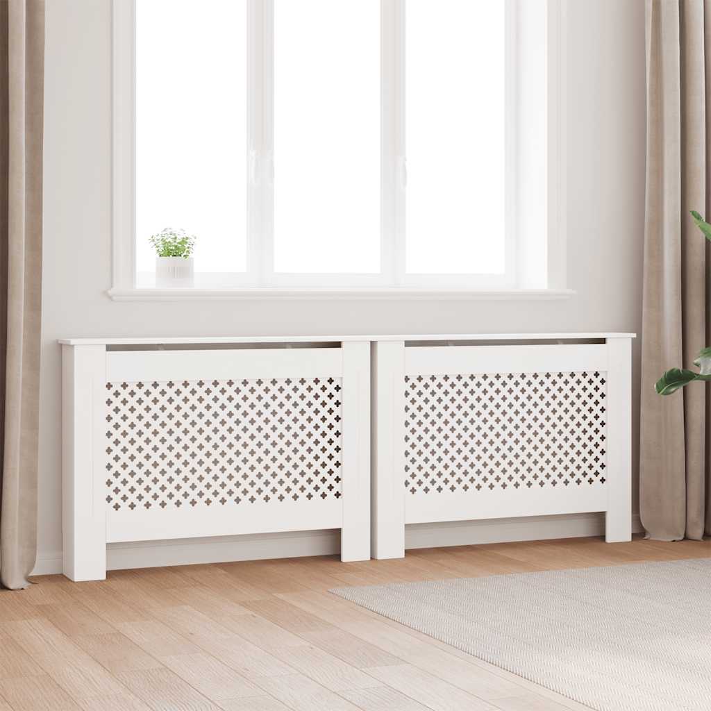 Coberturas de radiador 2 pcs 112x19x81,5 cm MDF branco