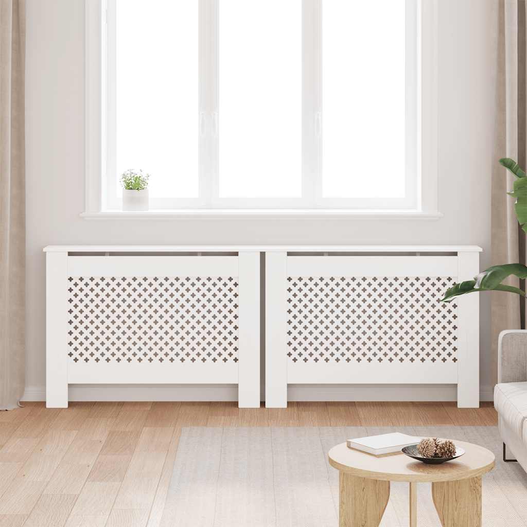 Coberturas de radiador 2 pcs 112x19x81,5 cm MDF branco