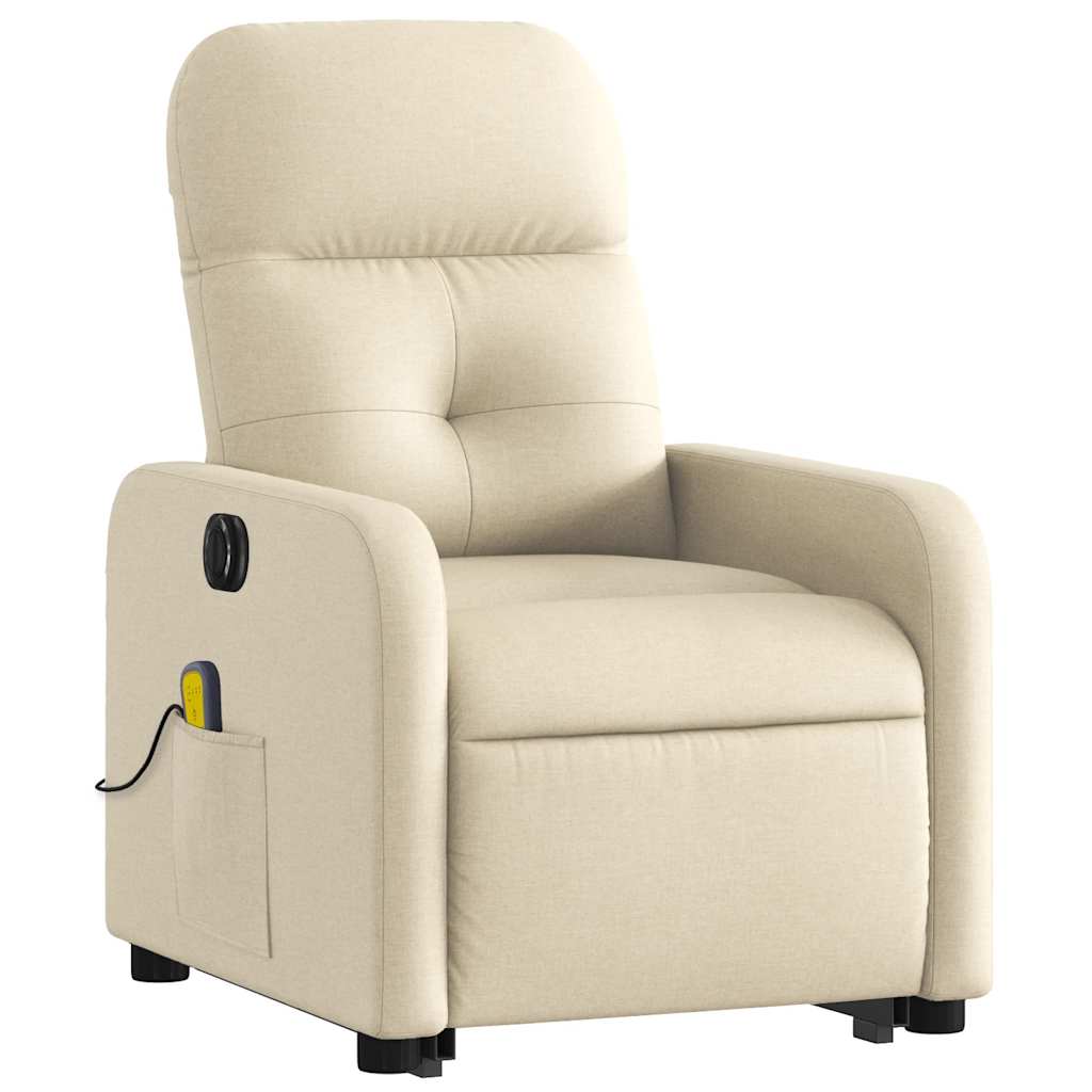 Poltrona elétrica elevatória massagens tecido creme