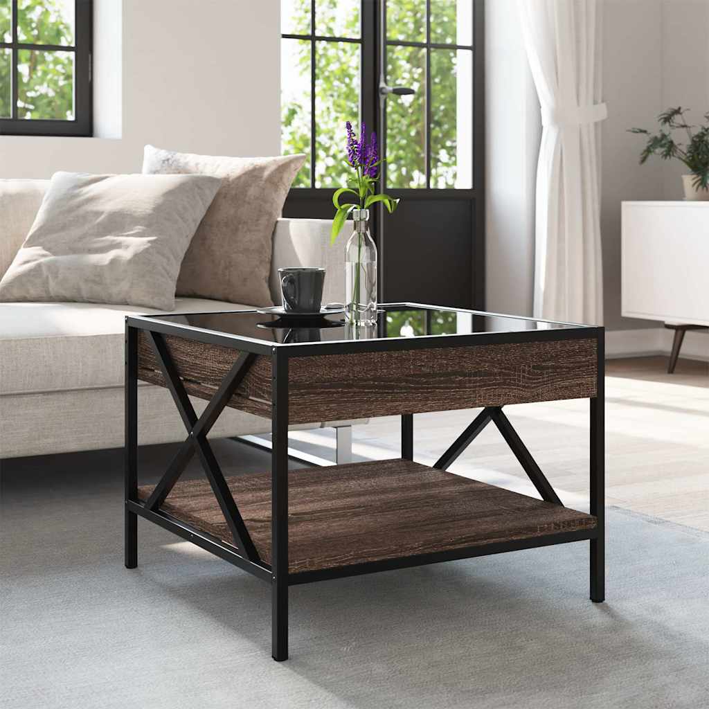 Mesa de centro luzes LED infinity 50x50x38 cm carvalho castanho