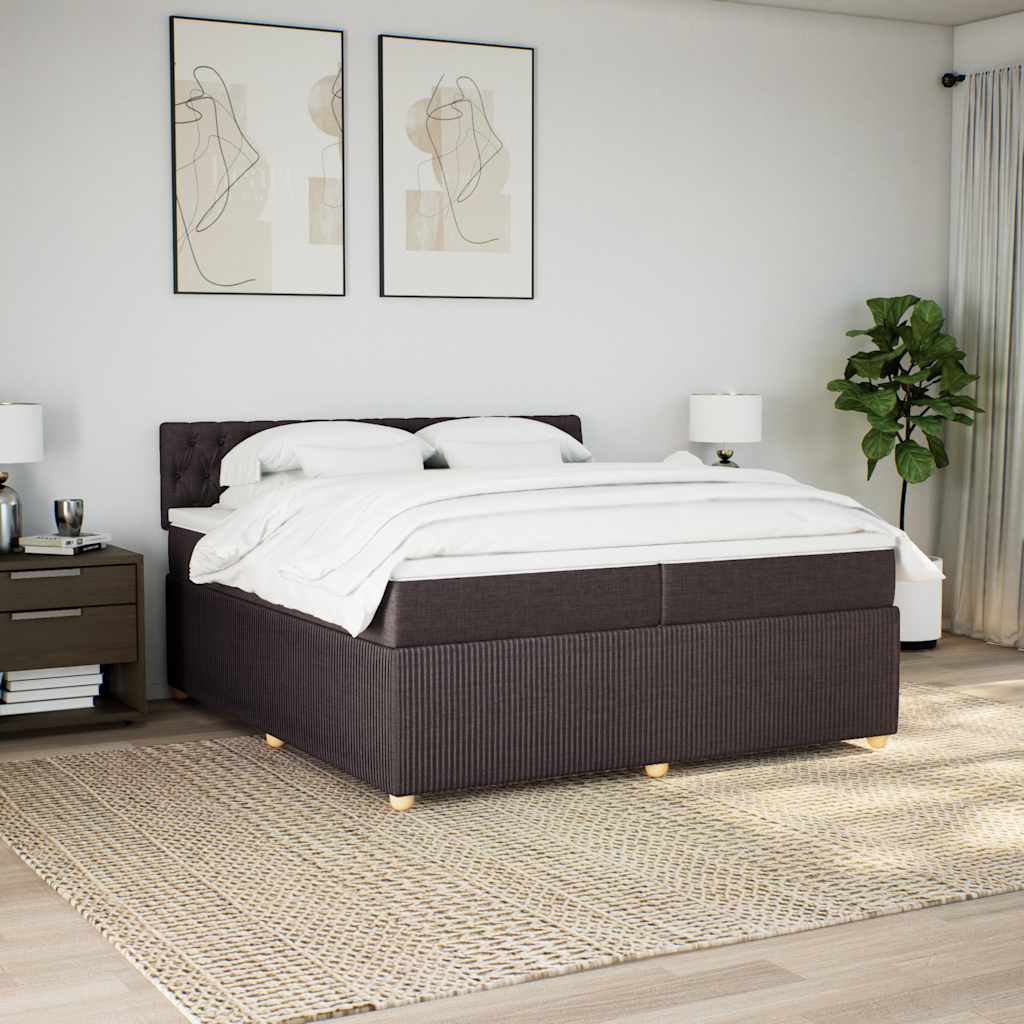 Cama com molas/colchão 200x200 cm tecido castanho-escuro