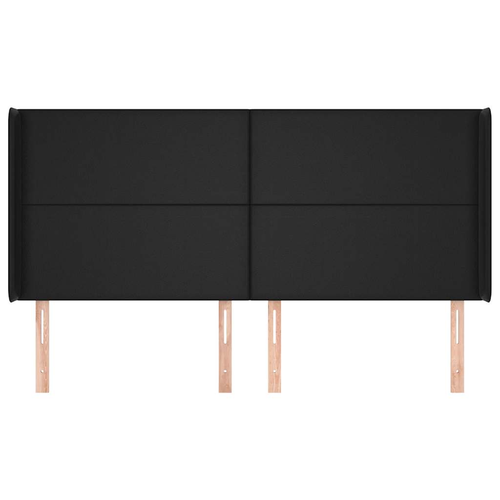 Cabeceira de cama c/ abas couro artif. 163x16x118/128 cm preto
