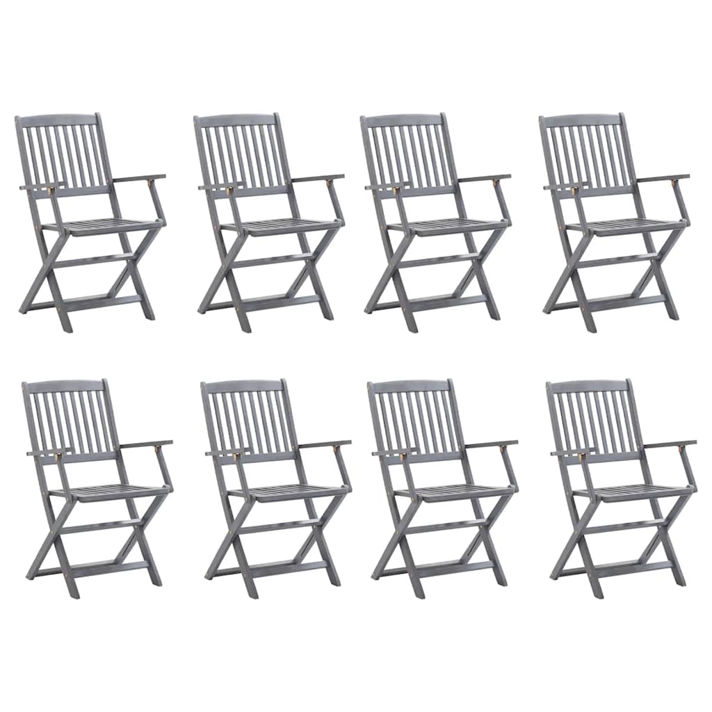 Cadeiras de exterior dobráveis 8pcs c/ almofadões acácia maciça