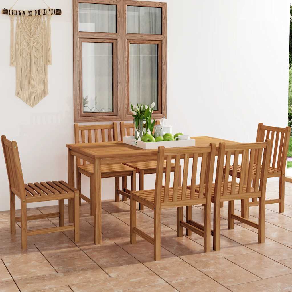 Conjunto de jantar de jardim de 7 peças 160x80 cm madeira de teca maciça