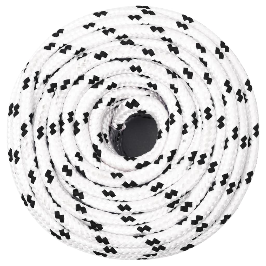 Corda entrançada para barco 8 mm 25 m poliéster branco