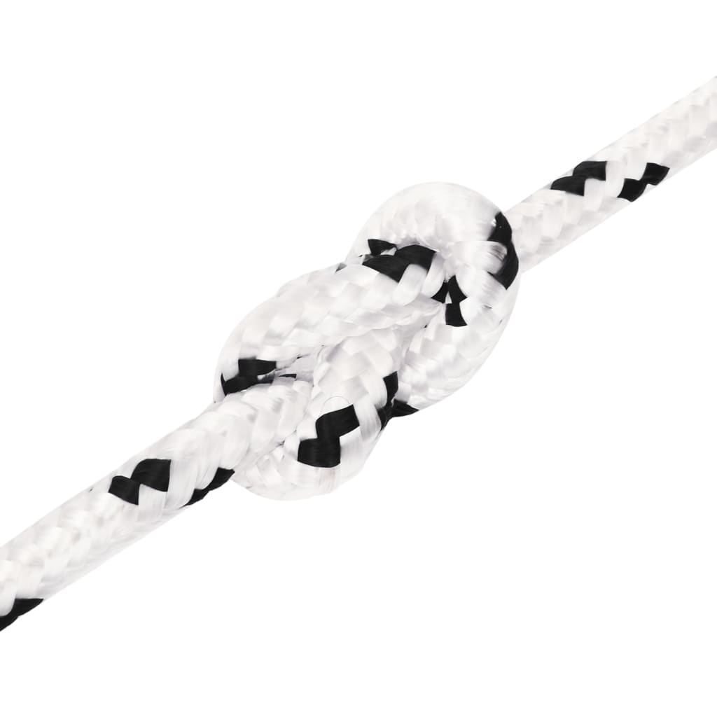 Corda entrançada para barco 8 mm 25 m poliéster branco