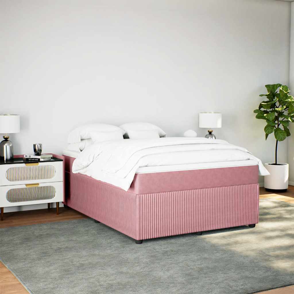 Cama com molas/colchão 140x190 cm veludo rosa