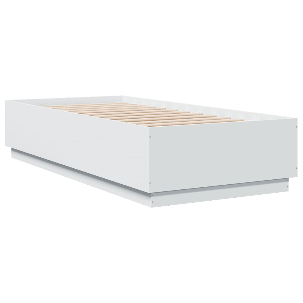 Estrutura cama c/ luzes LED 100x200 cm derivados madeira branco