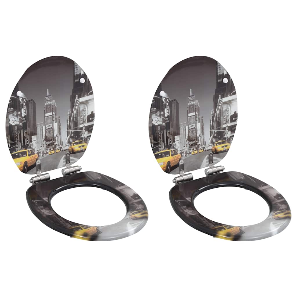 Assentos sanita 2 pcs tampas fecho suave MDF design nova iorque