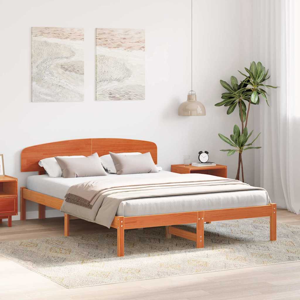 Estrutura da cama com cabeceira marrom cera 150 x 200 cm