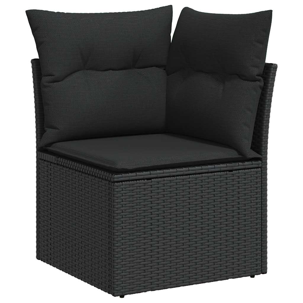 8 Pcs conjunto sofás de jardim com almofadões vime PE preto