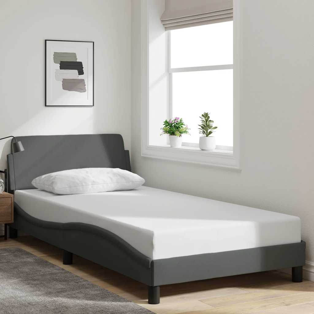 Estrutura de cama dover 100x200 cm tecido cinzento-escuro