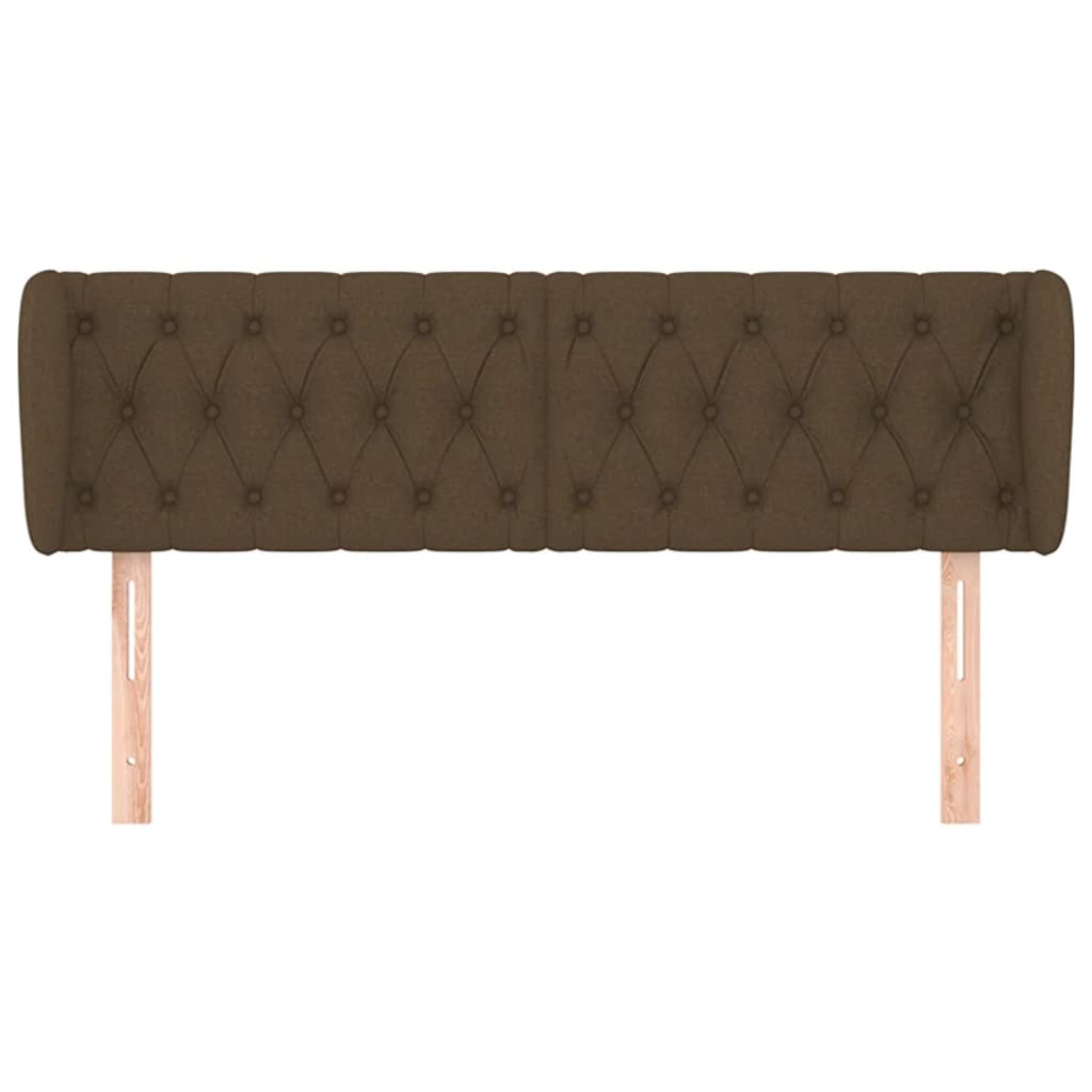 Cabeceira de cama c/ abas tecido 163x23x78/88cm castanho-escuro