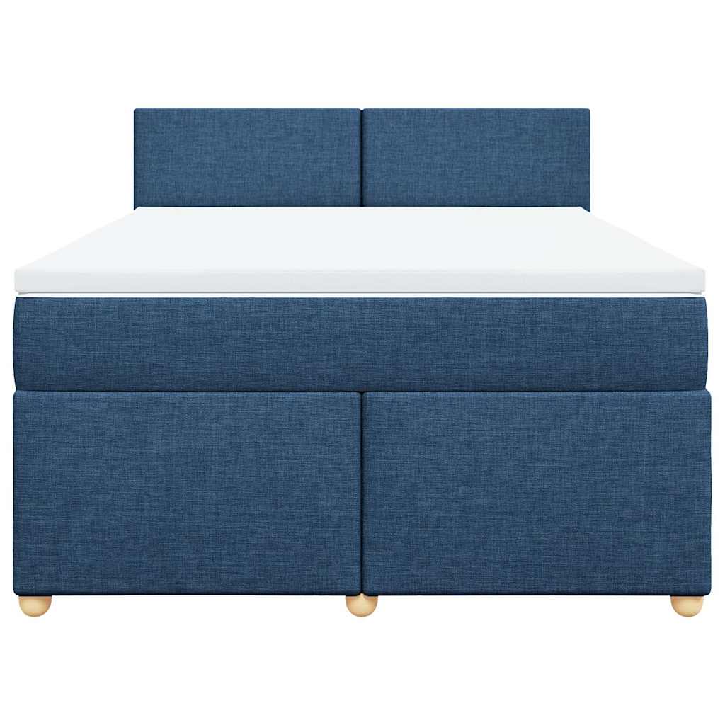 Cama com molas/colchão 140x190 cm tecido azul