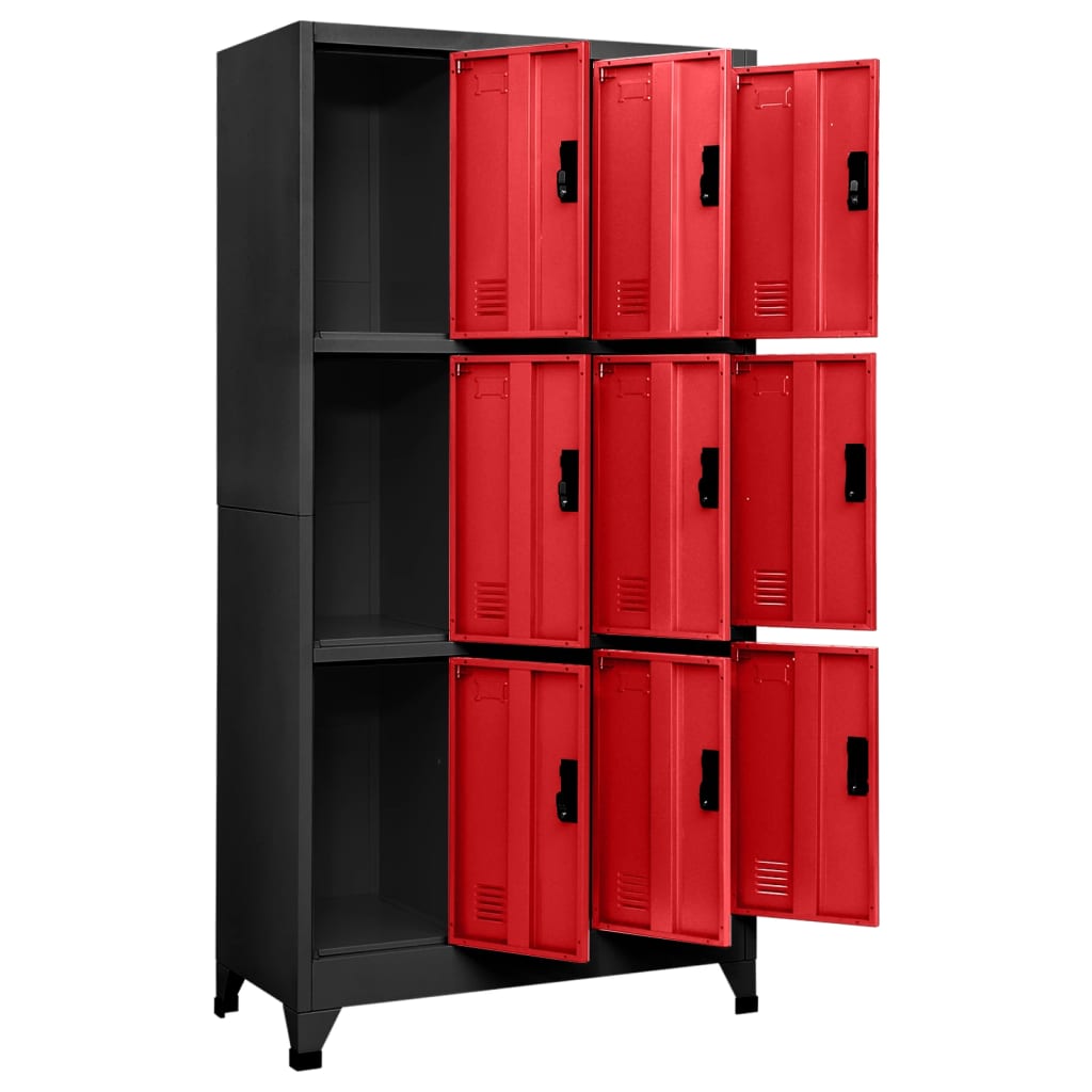 Cacifo aço 90x45x180 cm antracite e vermelho