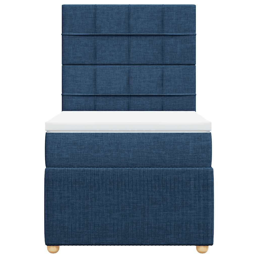 Cama com molas/colchão 80x200 cm tecido azul