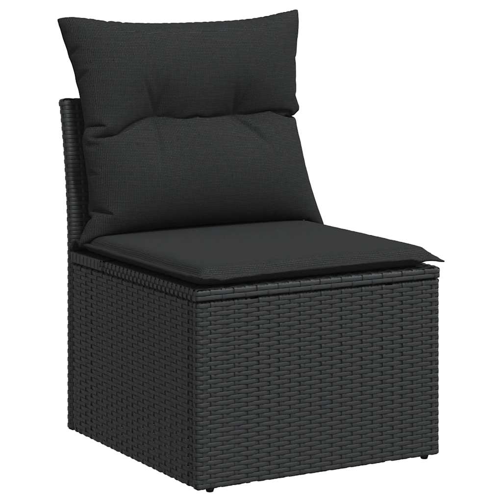 7 Pcs conjunto de sofás p/ jardim c/ almofadões vime PE preto