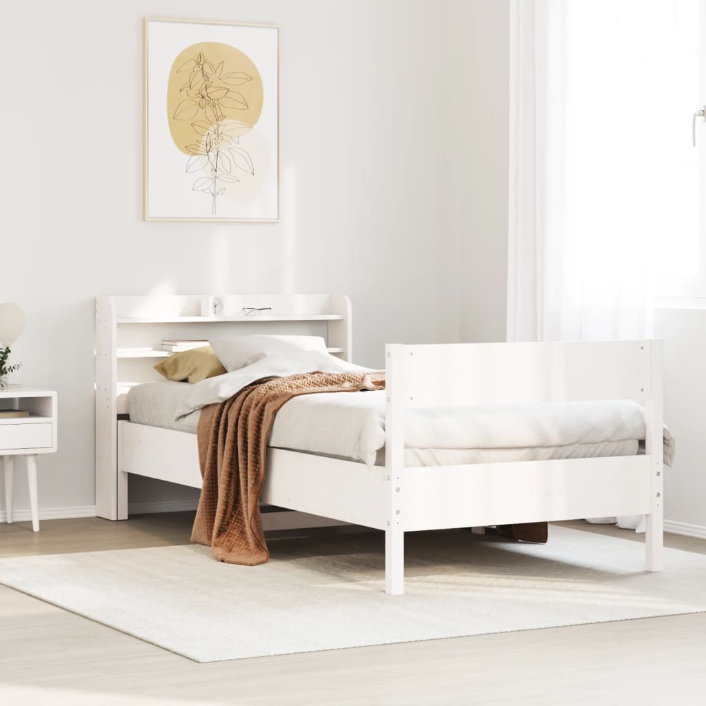 Cama sem colchão 75x190 cm madeira de pinho maciça branco