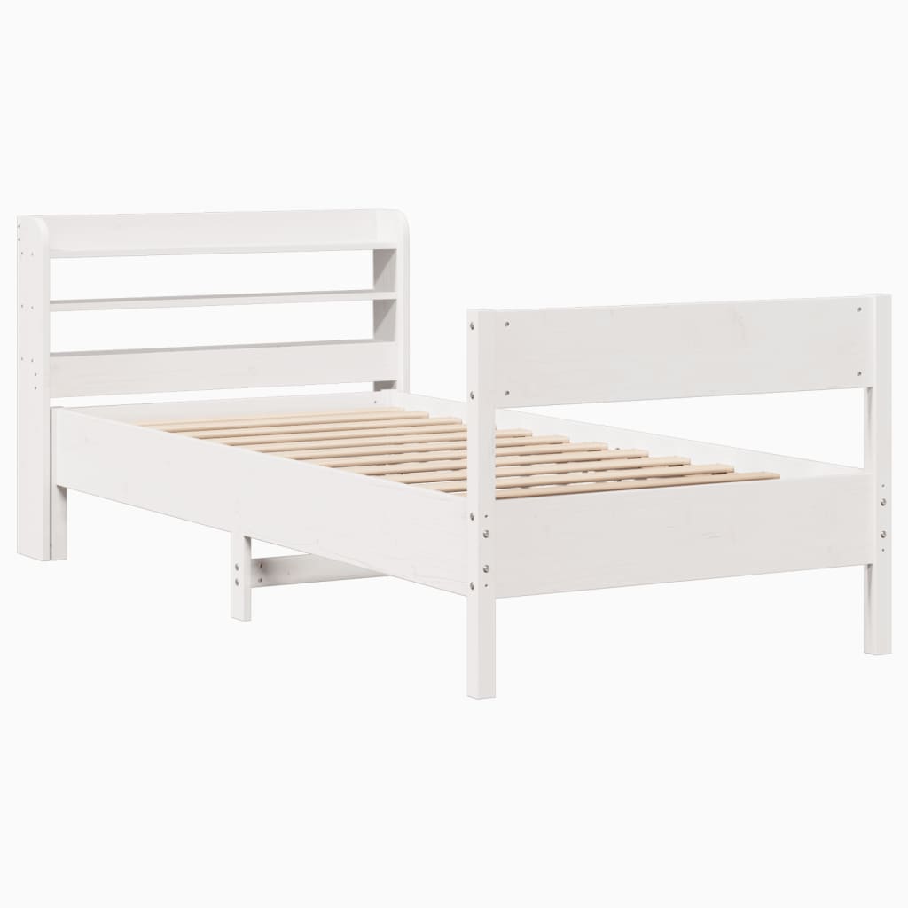 Cama sem colchão 75x190 cm madeira de pinho maciça branco