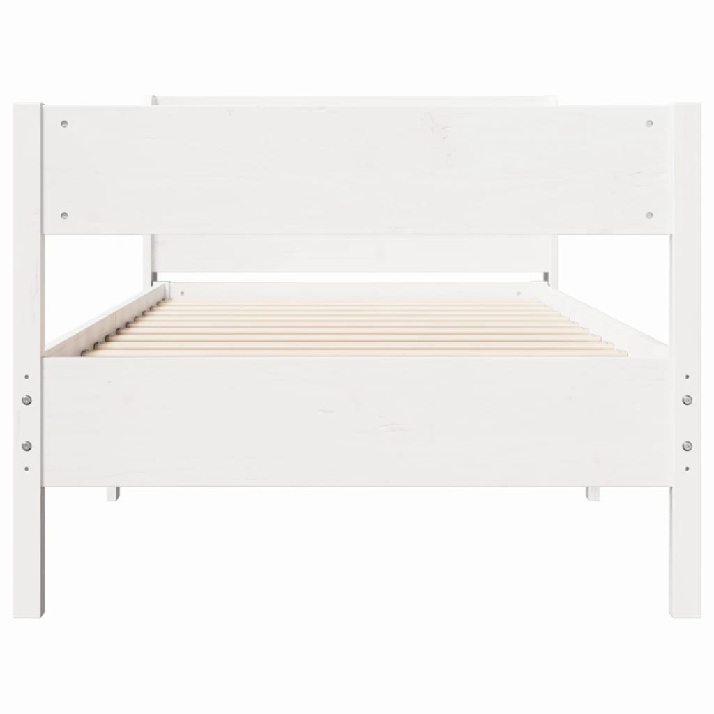 Cama sem colchão 75x190 cm madeira de pinho maciça branco
