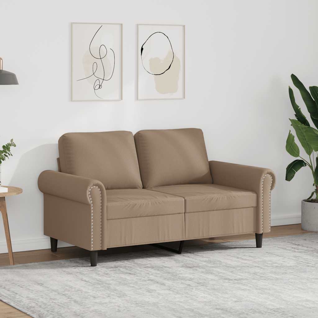 Sofá de 2 lugares 120 cm couro artificial cor cappuccino