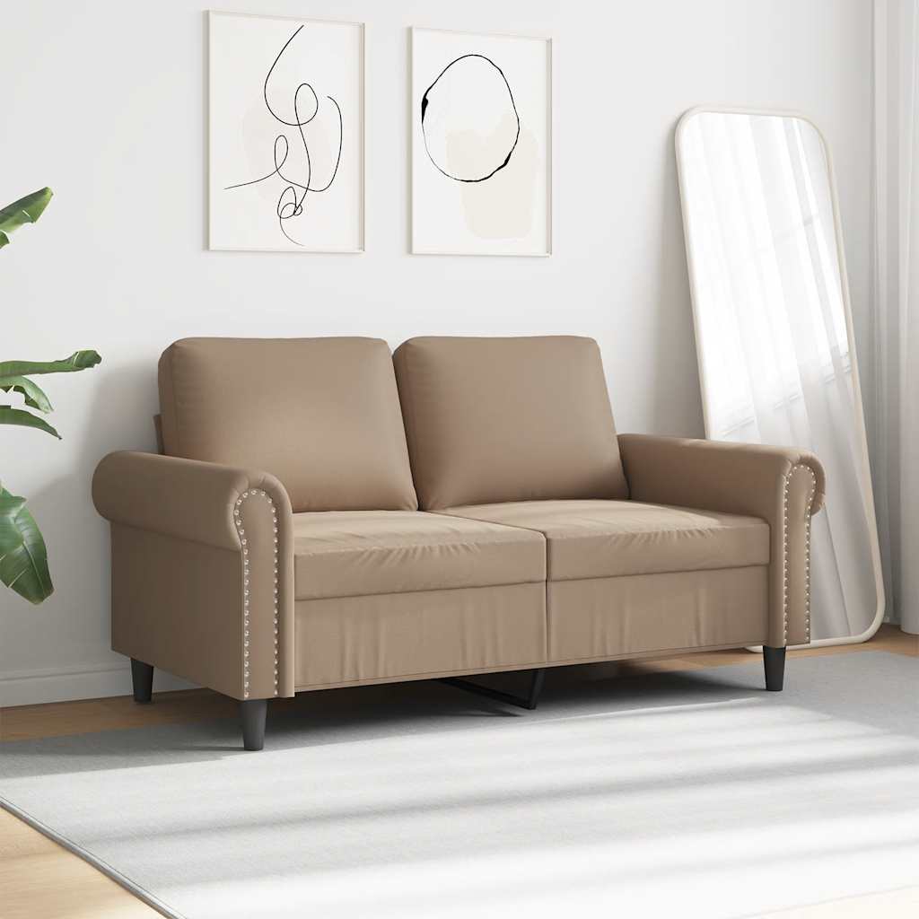 Sofá de 2 lugares 120 cm couro artificial cor cappuccino