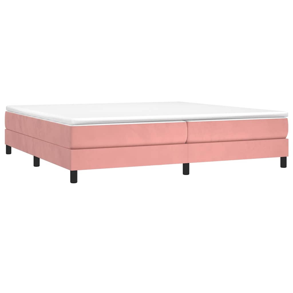 Estrutura de cama com molas 200x200 cm veludo rosa