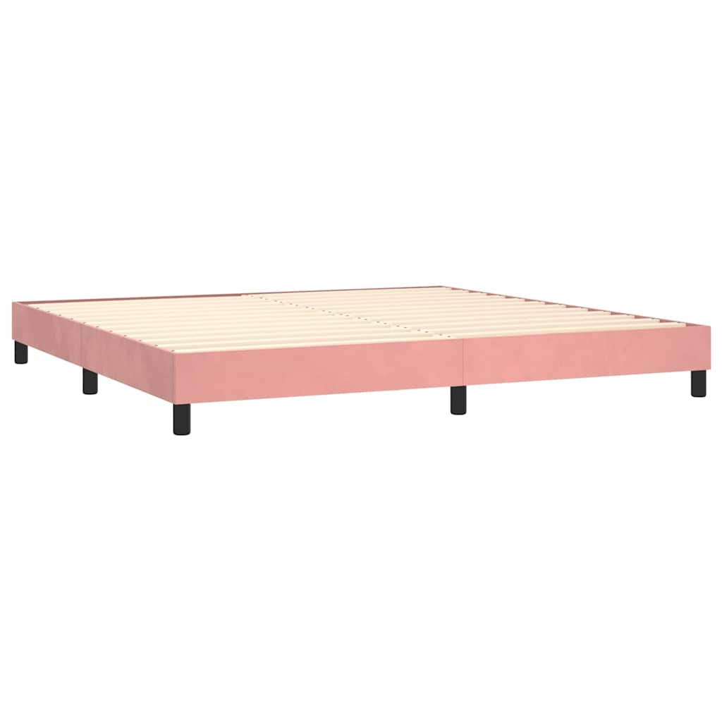 Estrutura de cama com molas 200x200 cm veludo rosa