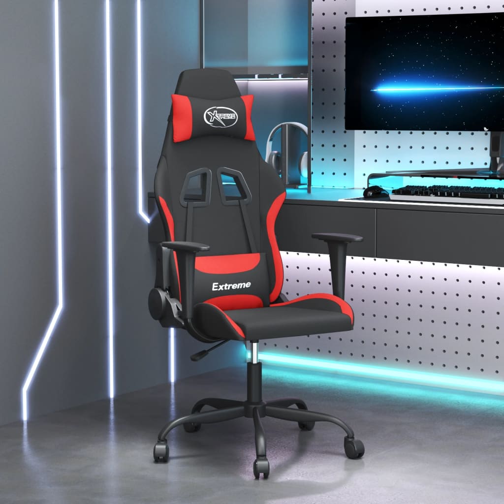 Cadeira gaming de massagens tecido preto e vermelho