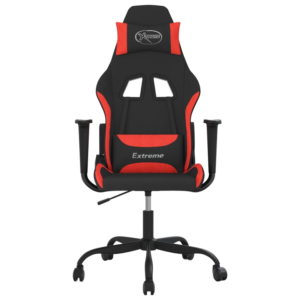 Cadeira gaming de massagens tecido preto e vermelho