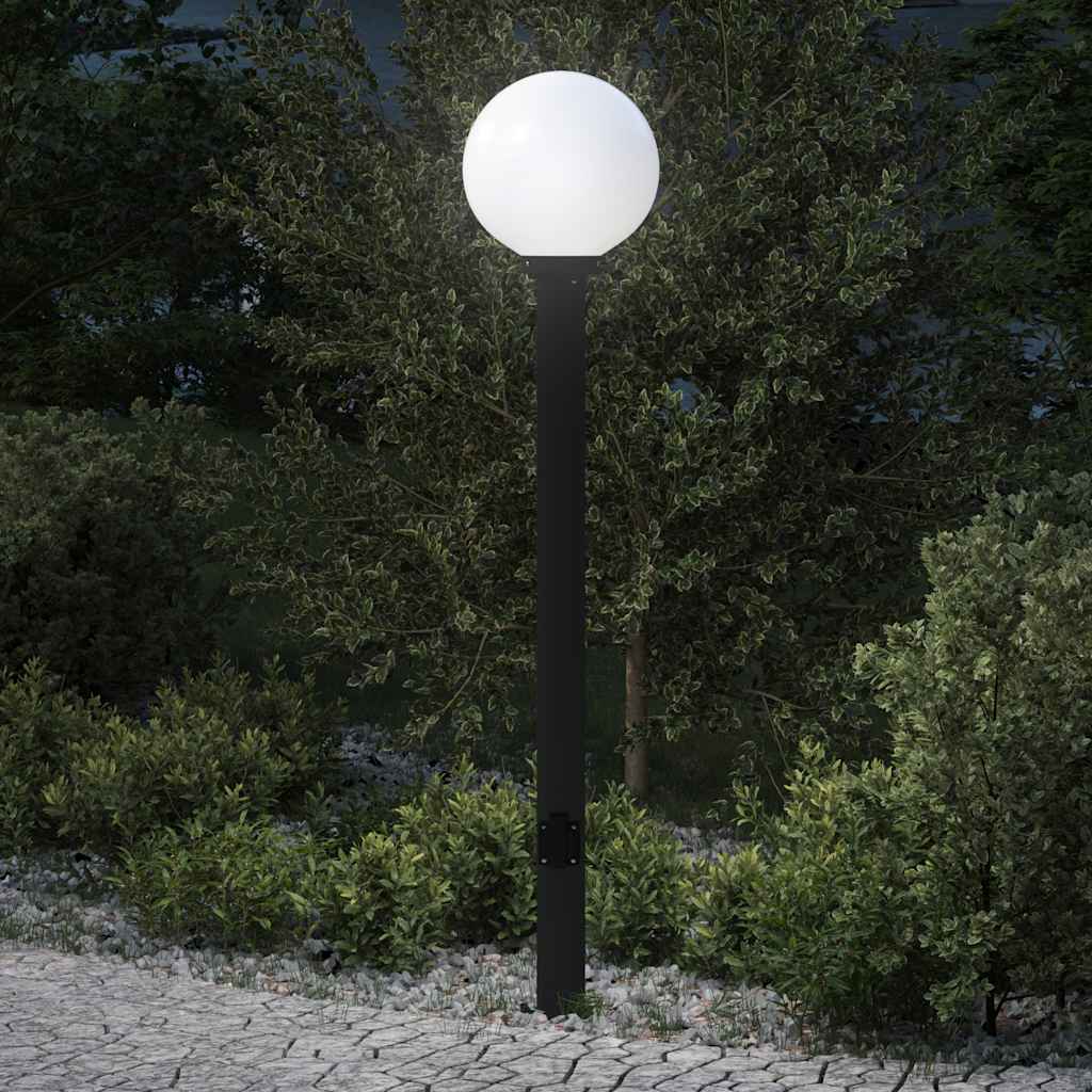 Luminária de poste com tomada, 120 cm, preta, IP44