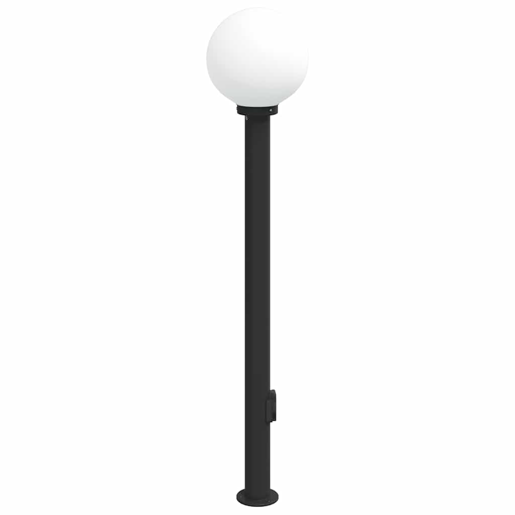 Luminária de poste com tomada, 120 cm, preta, IP44