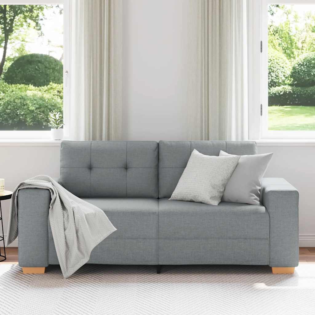 Sofá de dois lugares, cinza claro, 180x77x82 cm, tecido