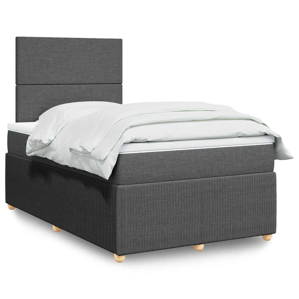 Cama boxspring com colchão 120x190 cm tecido cinzento-escuro