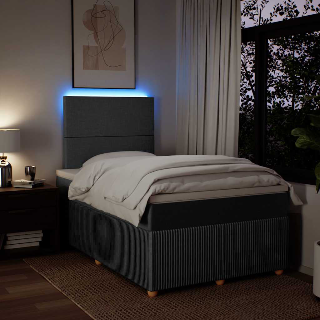 Cama boxspring com colchão 120x190 cm tecido cinzento-escuro