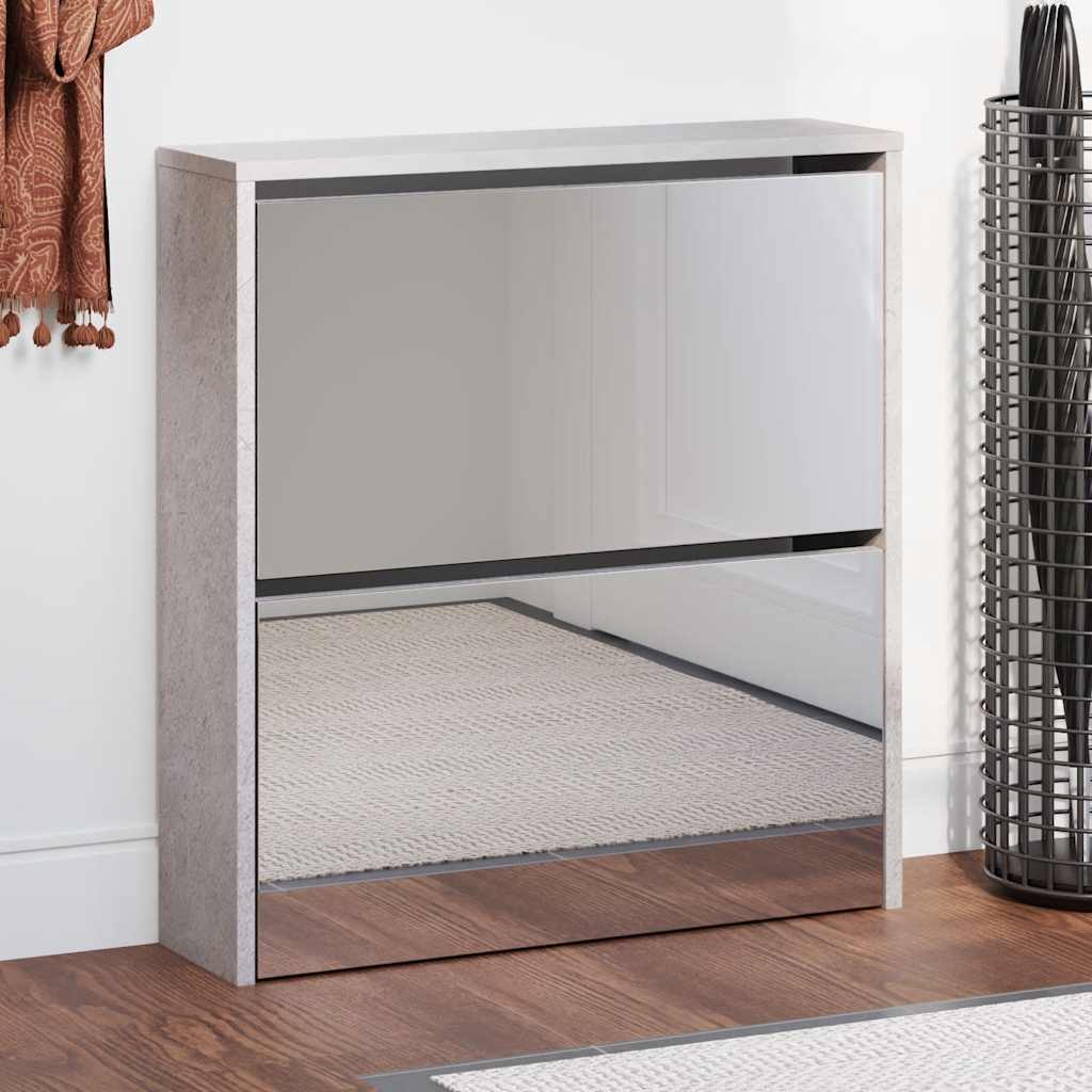 Sapateira c/ espelho 2 divisórias 63x17x67 cm cinza cimento