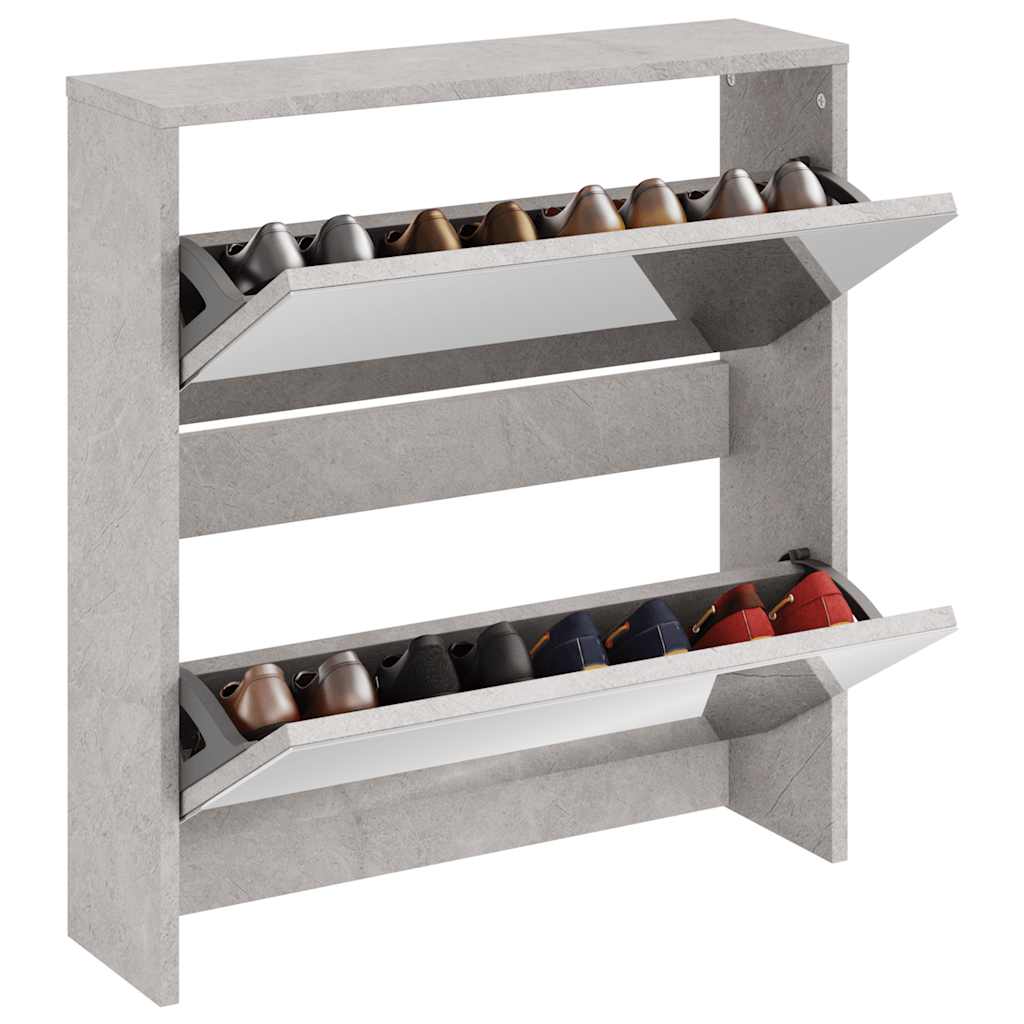 Sapateira c/ espelho 2 divisórias 63x17x67 cm cinza cimento