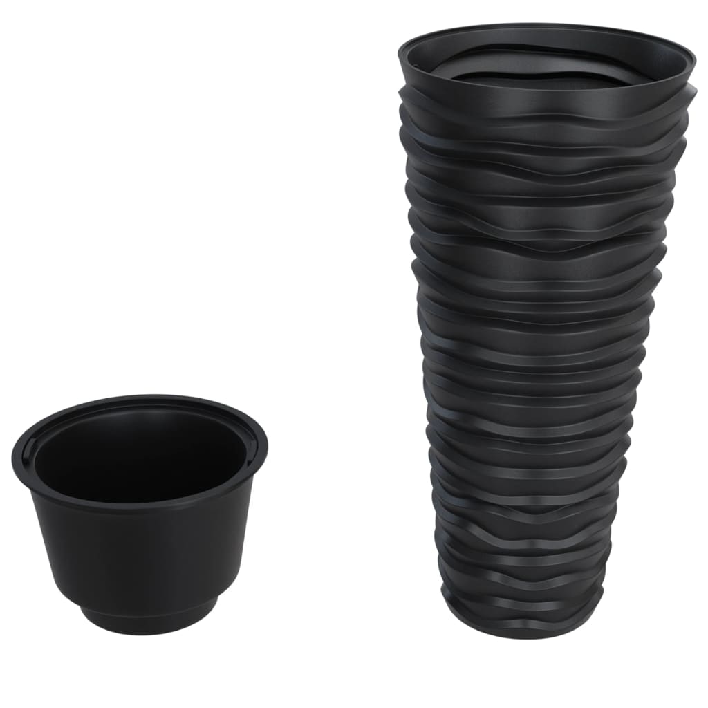 Vaso c/ interior removível 18/45 l + aspeto ranhurado antracite