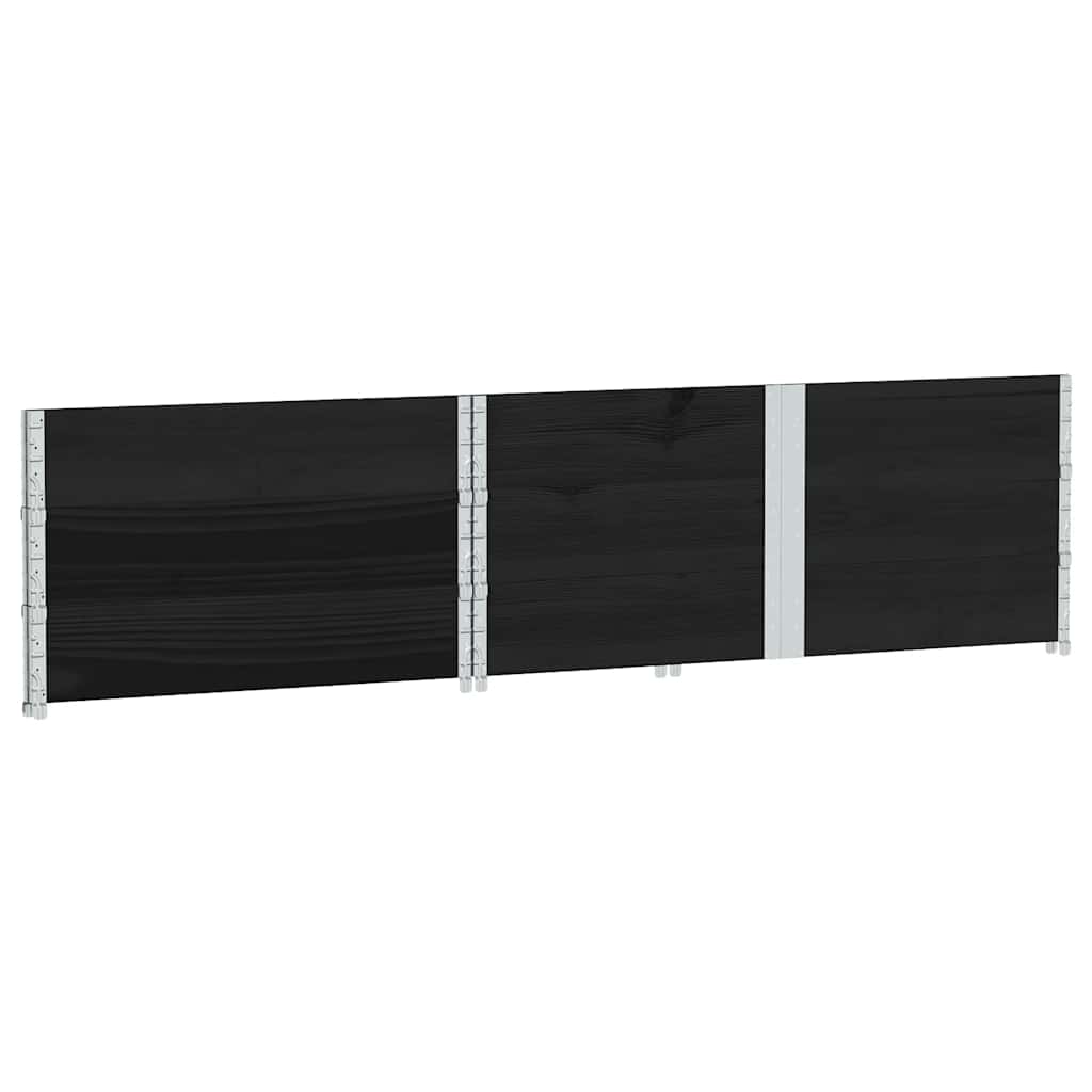 Colares p/ paletes 3 pcs 150x100 cm madeira pinho maciça preto