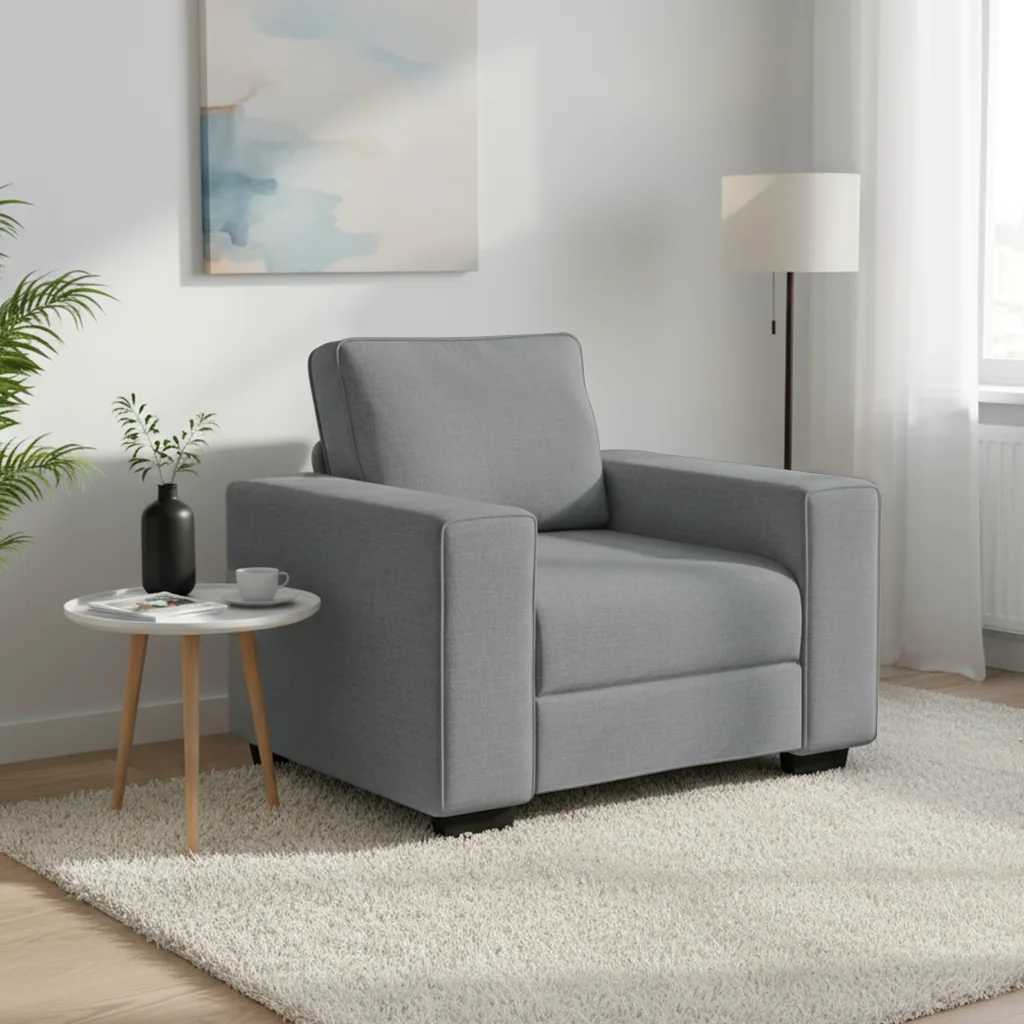 Poltrona tecido 100x77x82 cm cinzento-claro