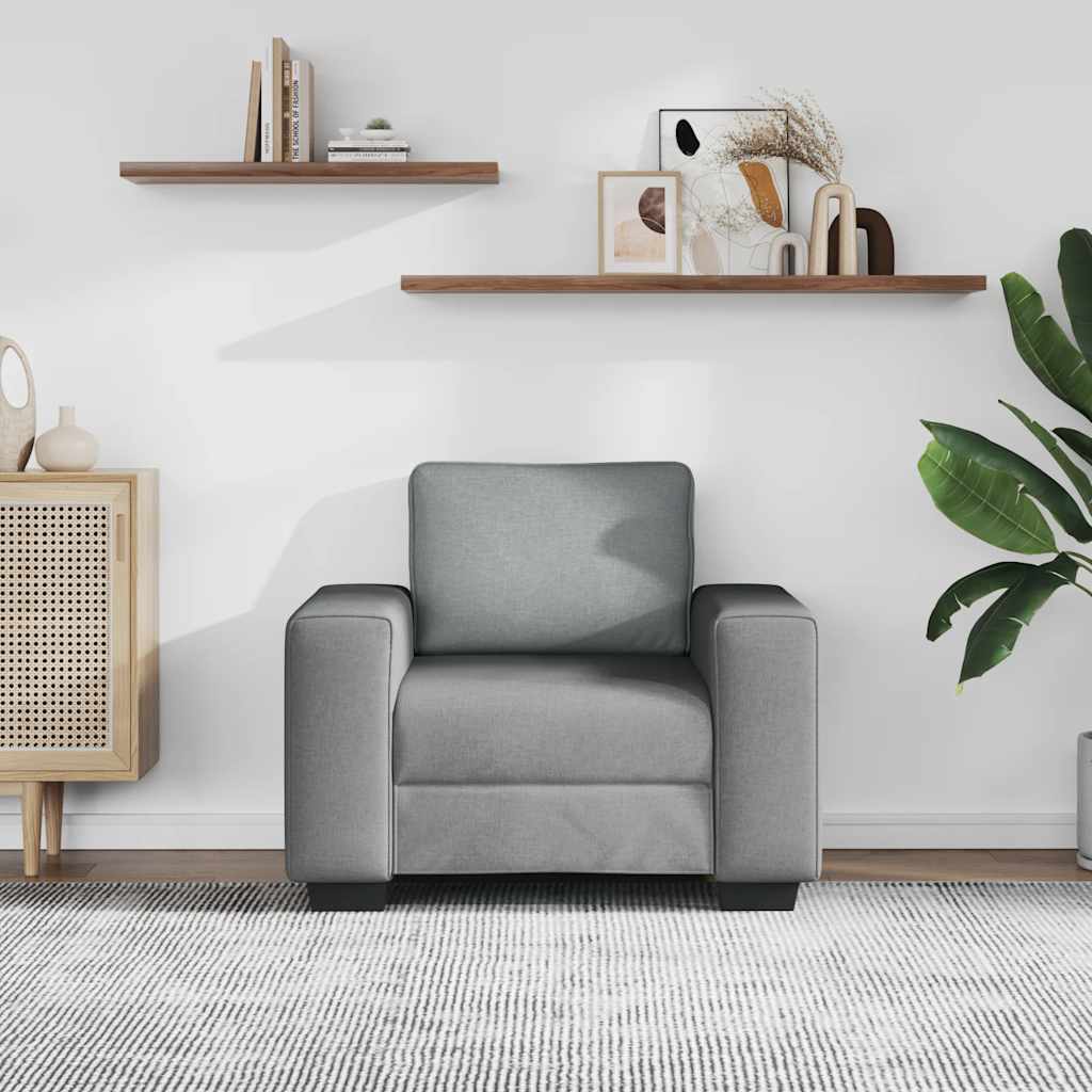 Poltrona tecido 100x77x82 cm cinzento-claro