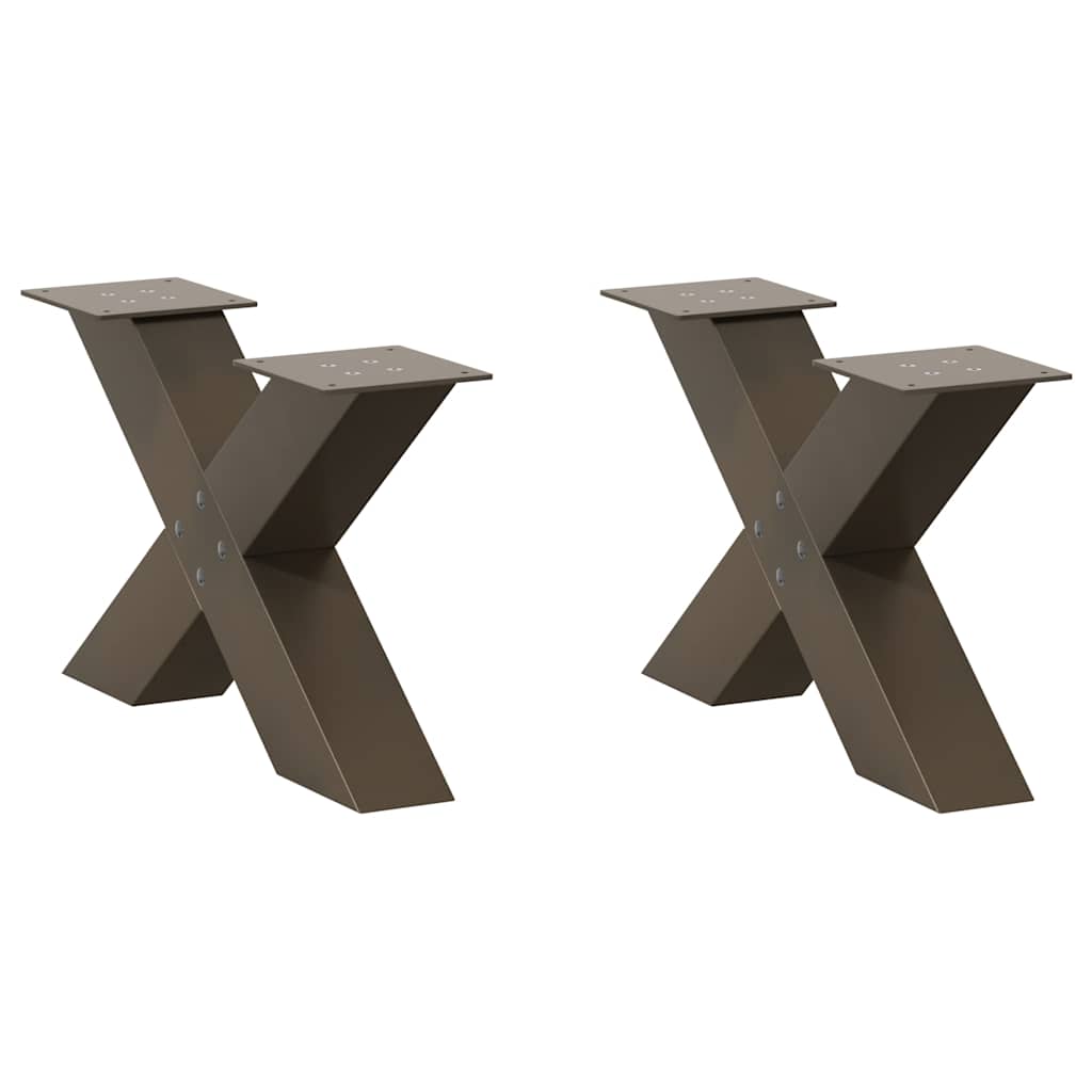 Pés para mesa de centro em formato de x, 2 peças, aço natural, 50x(30-31) cm, aço