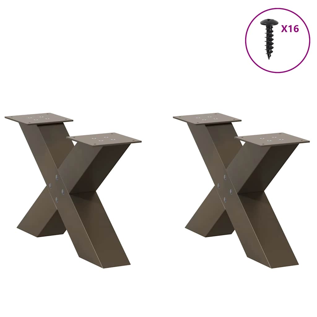 Pés para mesa de centro em formato de x, 2 peças, aço natural, 50x(30-31) cm, aço