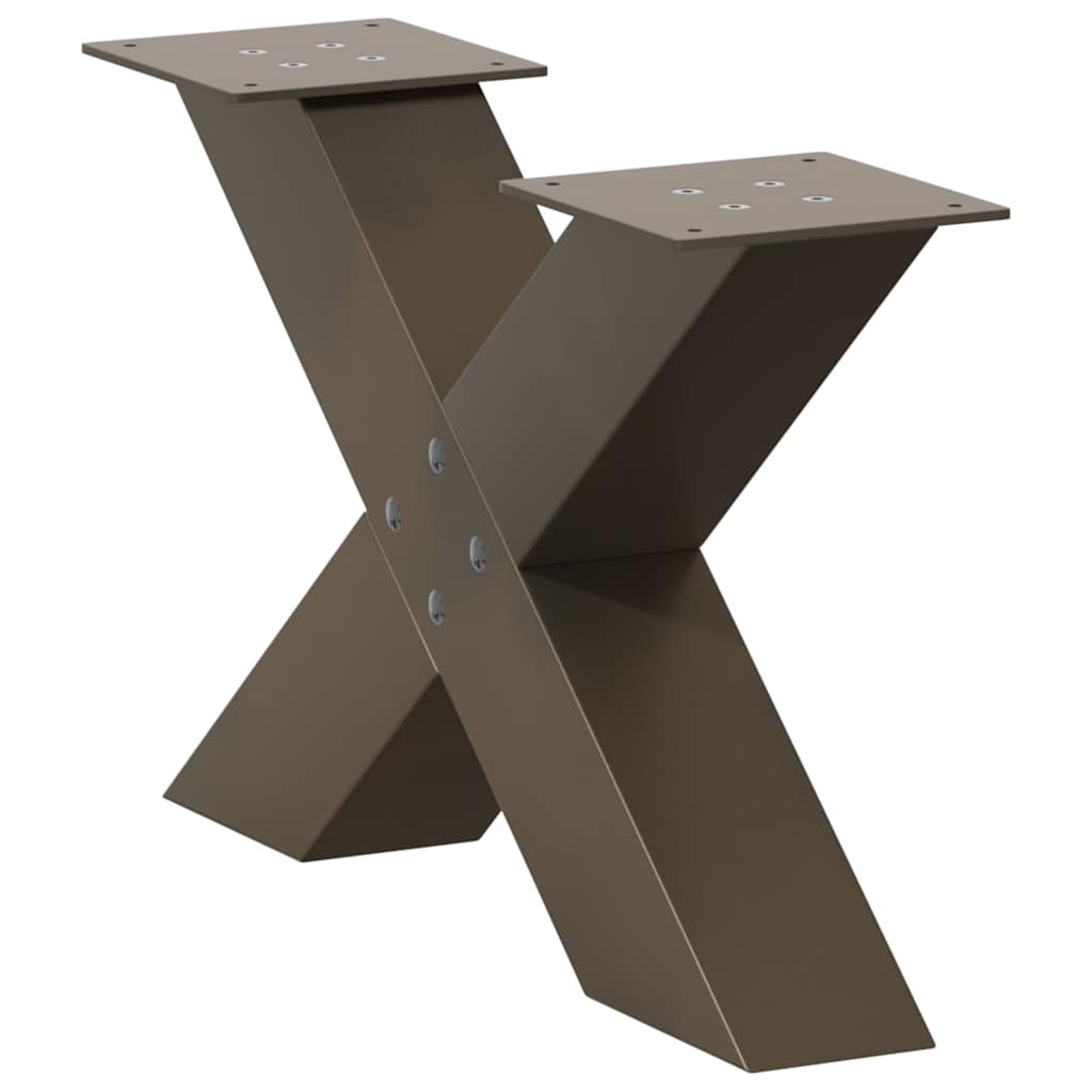 Pés para mesa de centro em formato de x, 2 peças, aço natural, 50x(30-31) cm, aço