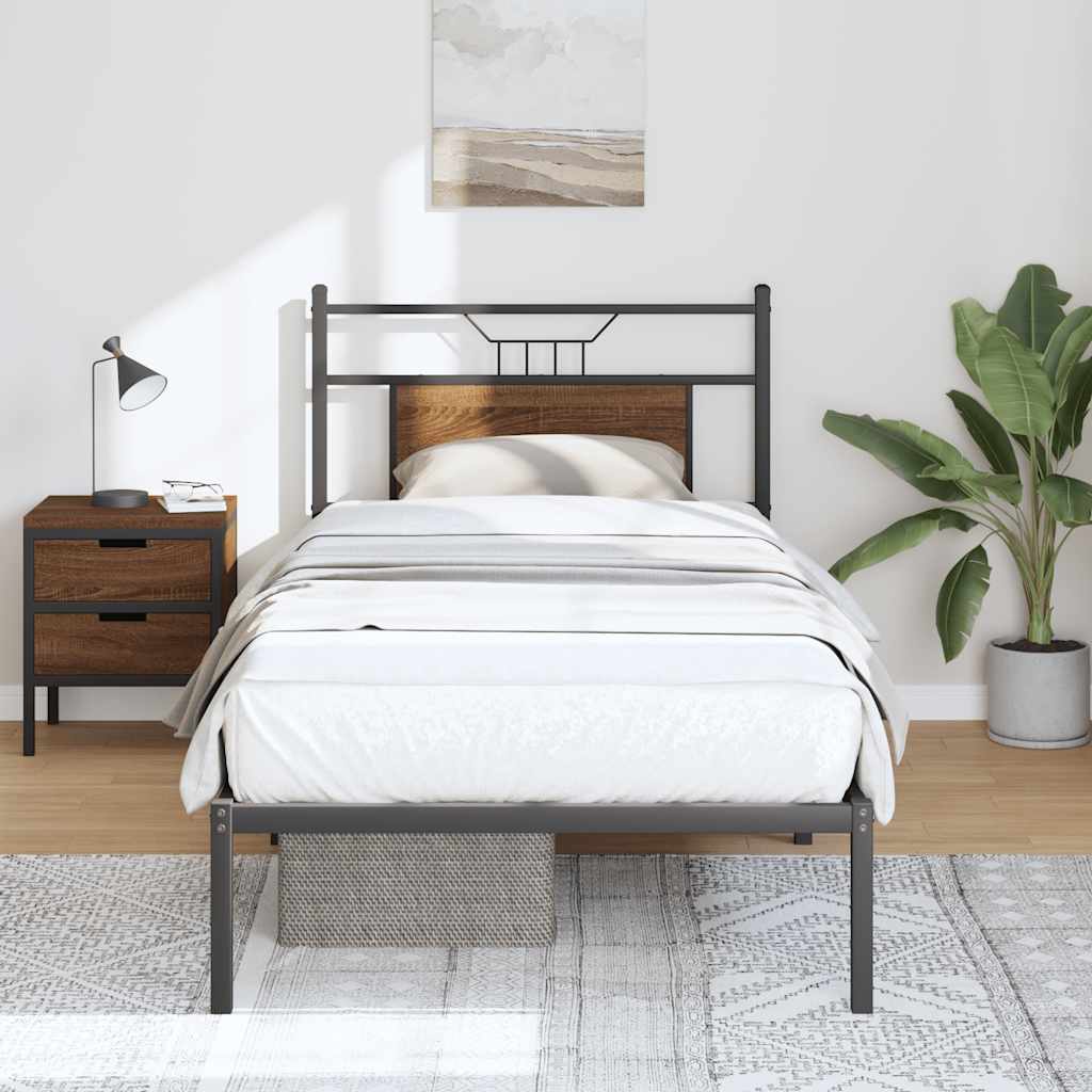 Estrutura cama s/ colchão derivados madeira carvalho castanho