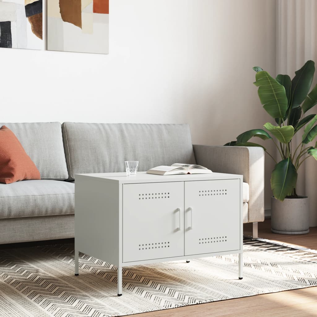 Mesa de centro 68x50x50,5 cm aço branco