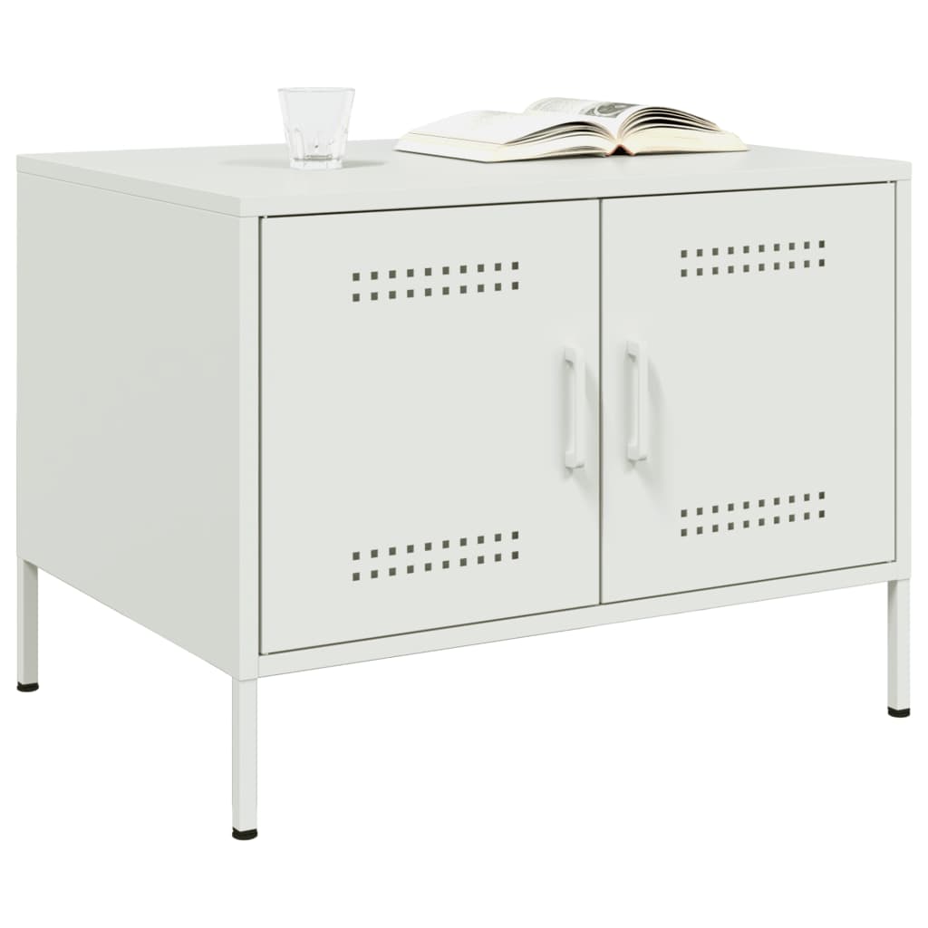 Mesa de centro 68x50x50,5 cm aço branco
