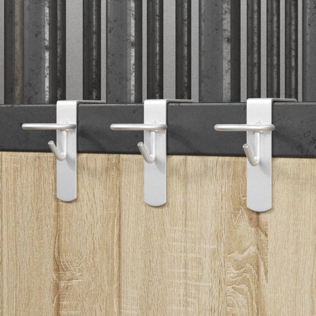 Ganchos portáteis para baldes 3 pcs aço prateado