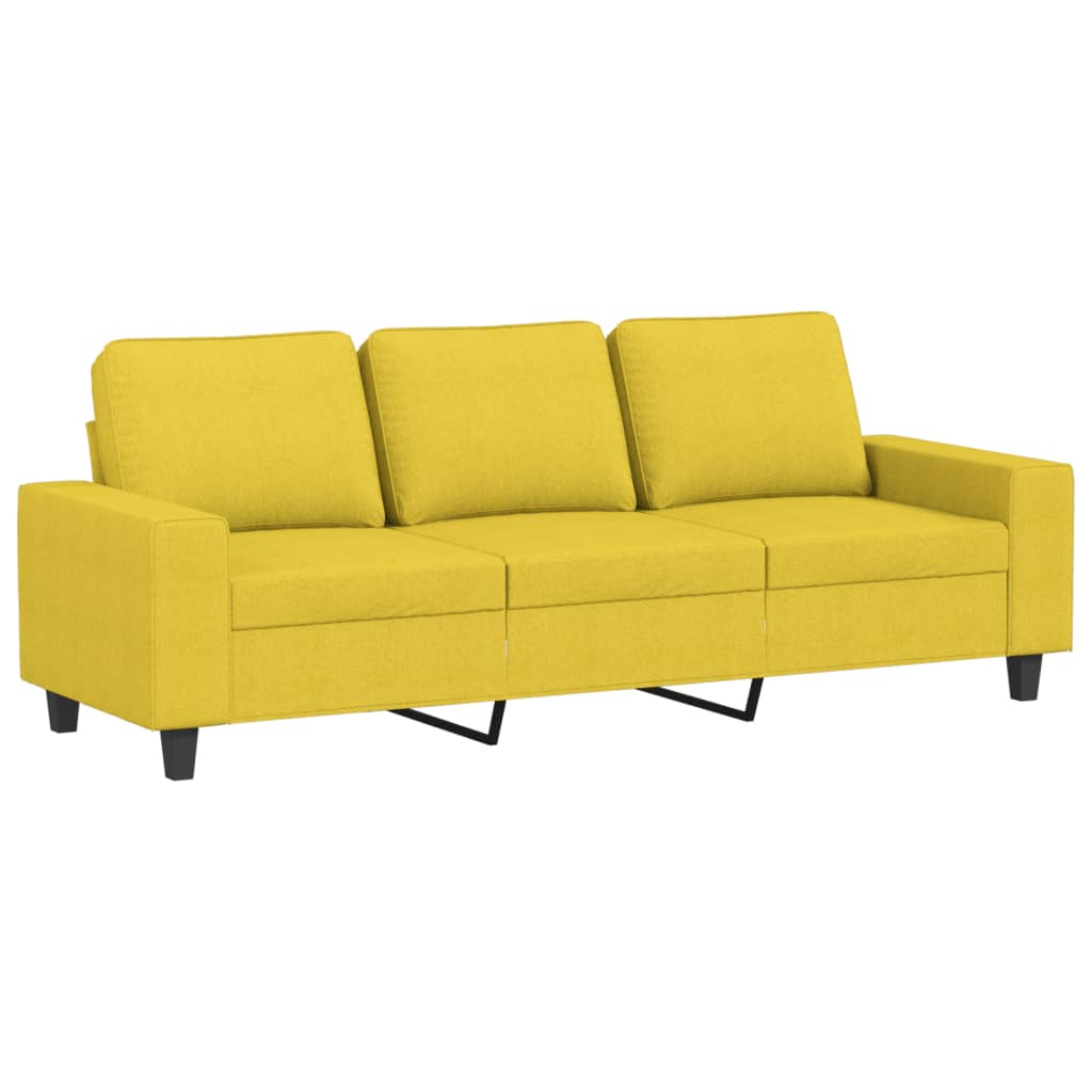 3 Pcs conjunto de sofás tecido amarelo-claro